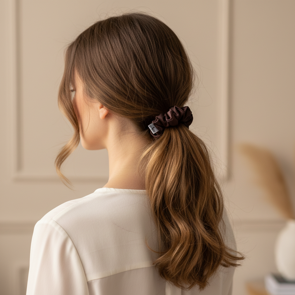 Тъмно кафяво скрънче в косата - по-малък размер