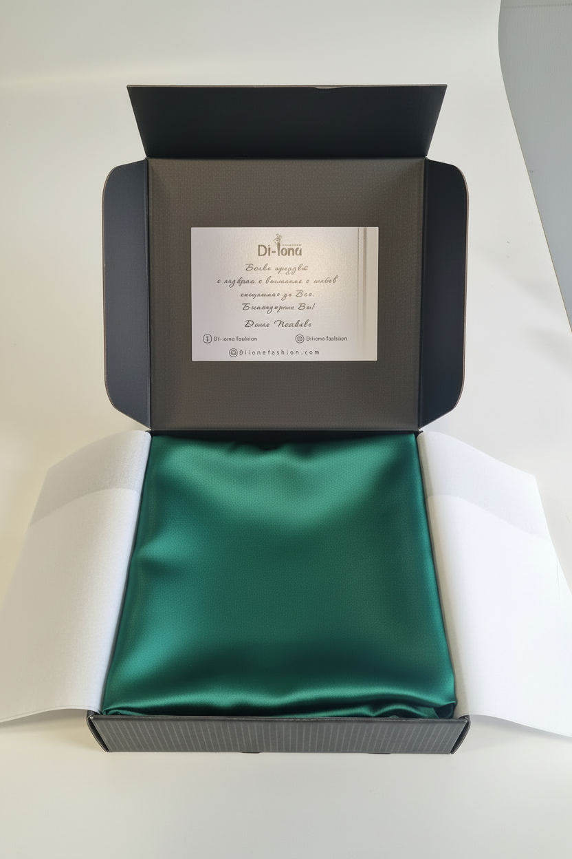 Изумруденозелена калъфка в кутия