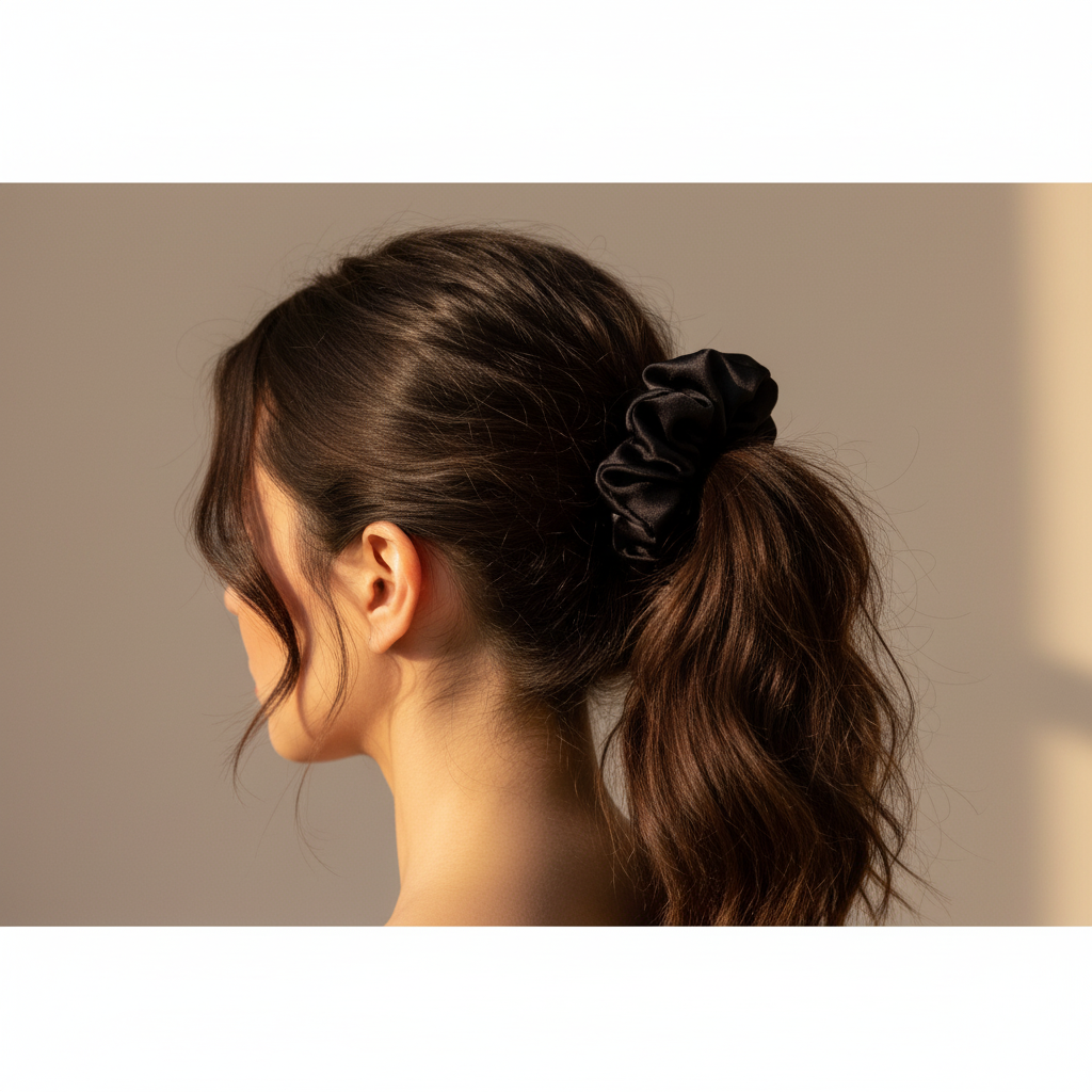 Черно скрънче в косата - по-голям размер