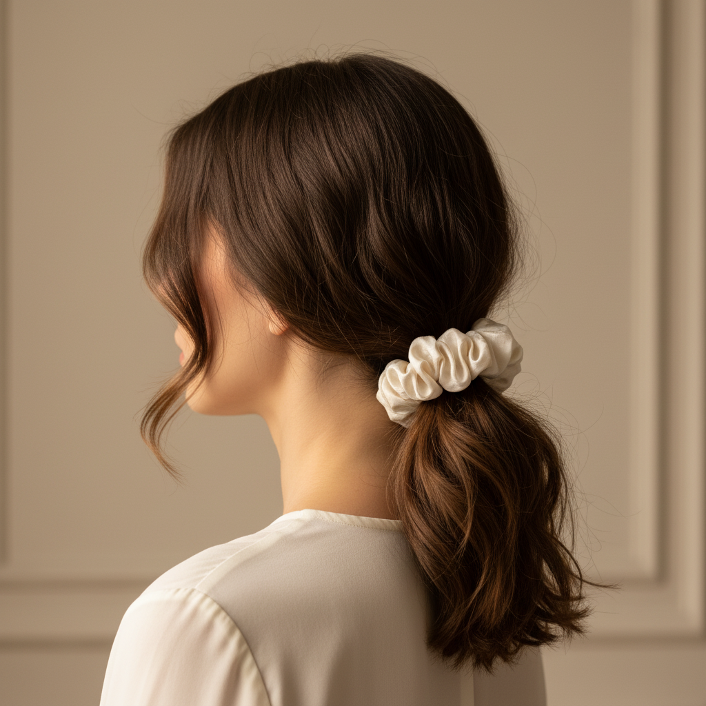 Ivory копринено скрънче в косата