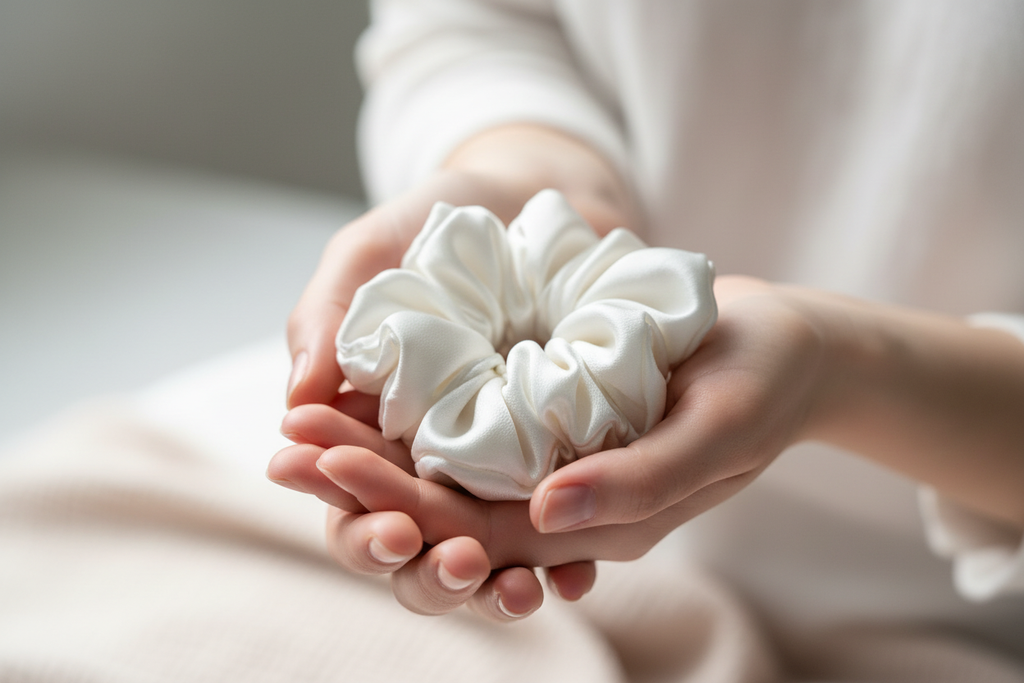 Сребристо скрънче L в дланите